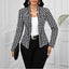 Blazer Houndstooth Automne Hiver Cardigan Long Manches