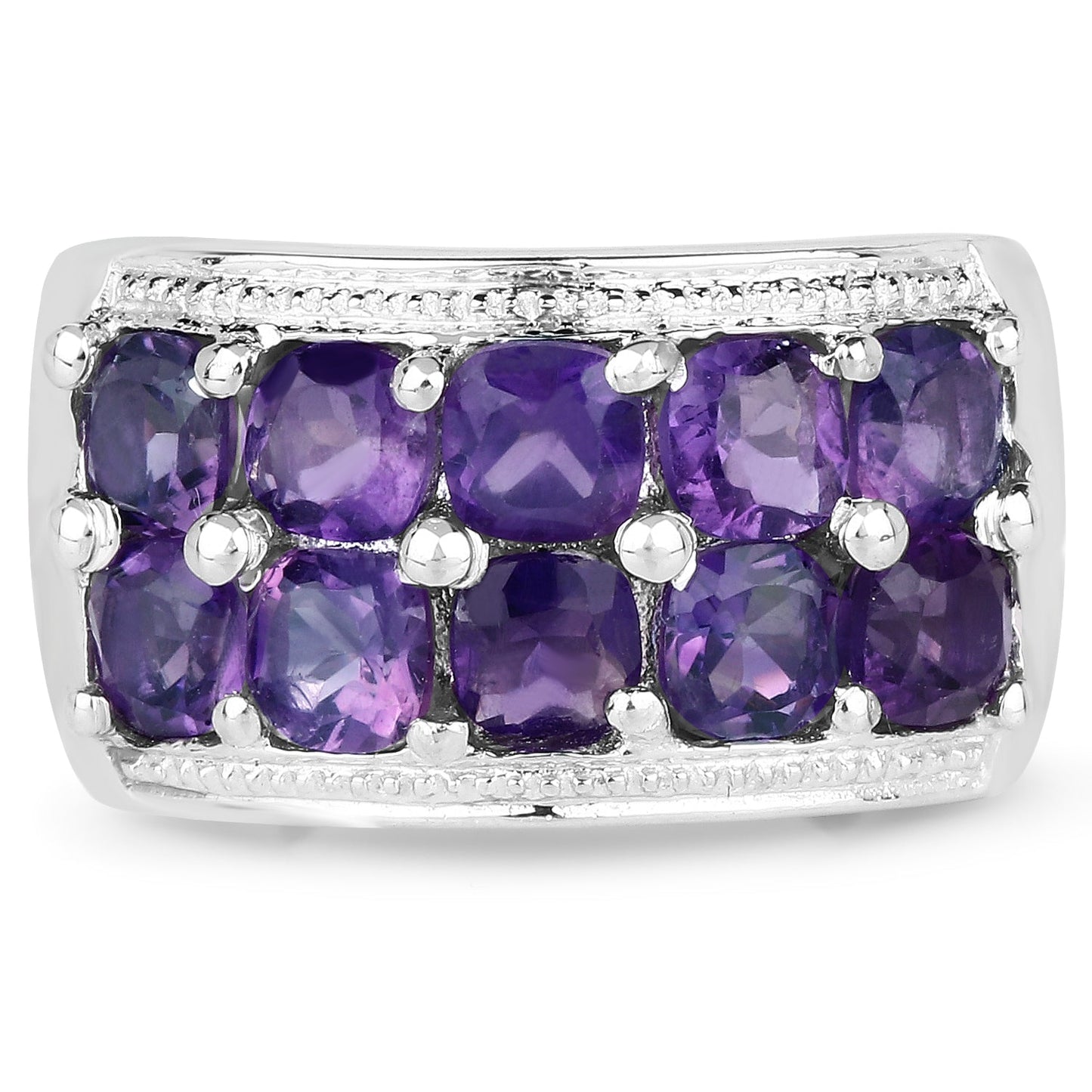 2.80 Carat Genuine Amethyst .925 Sterling Silver Engagement Ring