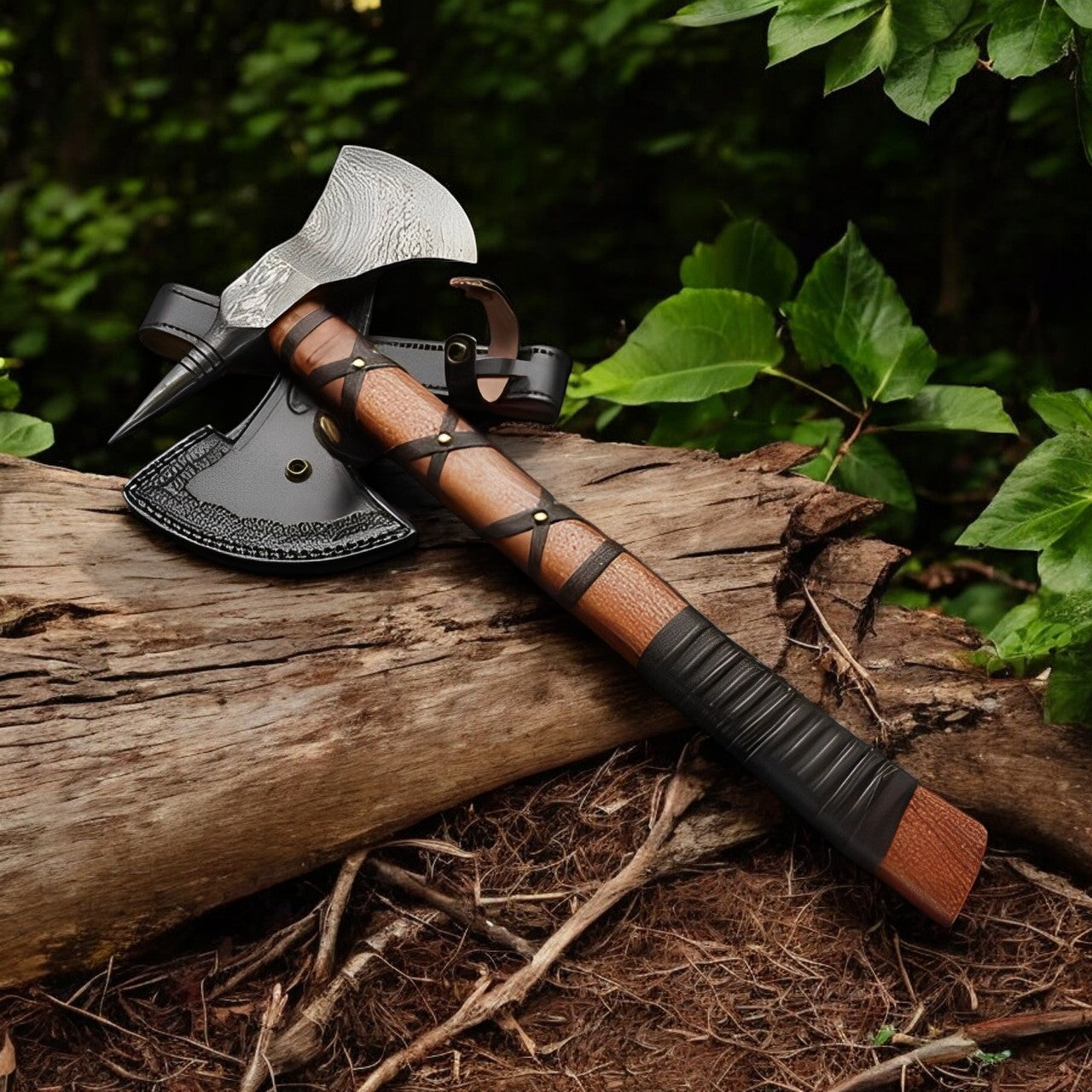 Artisan Crafted Viking Axe – Premium Rosewood Handle & Protective Sheath - Korvel