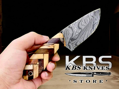 Premium 8" Damascus Skinning Knife with Rosewood Handle - Korvel