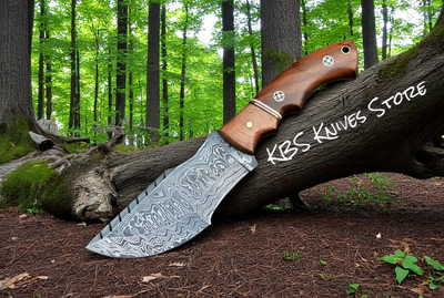 Artisan Crafted Damascus Tracker Knife – Scout Carry with Leather Sheath - Korvel