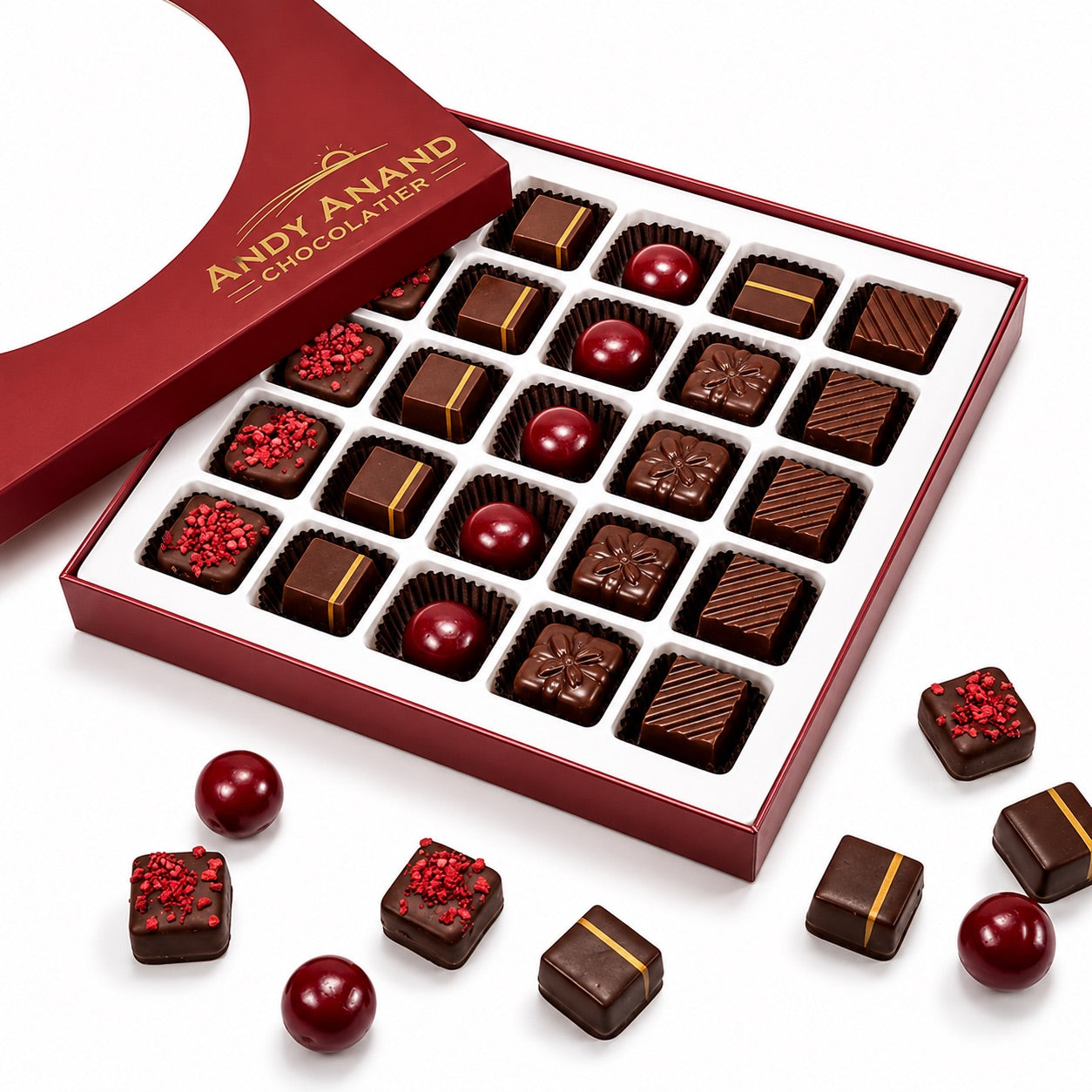 Truffes de Chocolat Noir Végan de Luxe Andy Anand - Boîte Cadeau de 25 Pièces