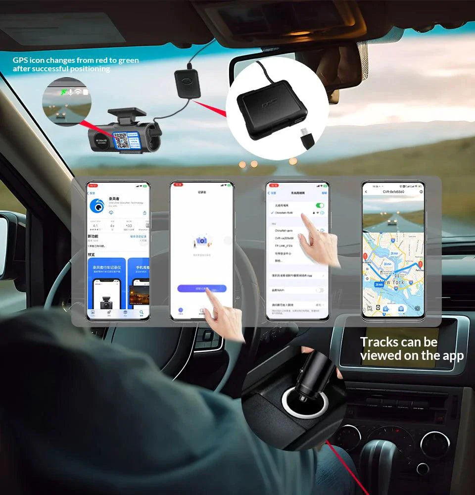 Caméra de tableau de bord Acceo 4K Ultra HD à double objectif avec WiFi et GPS