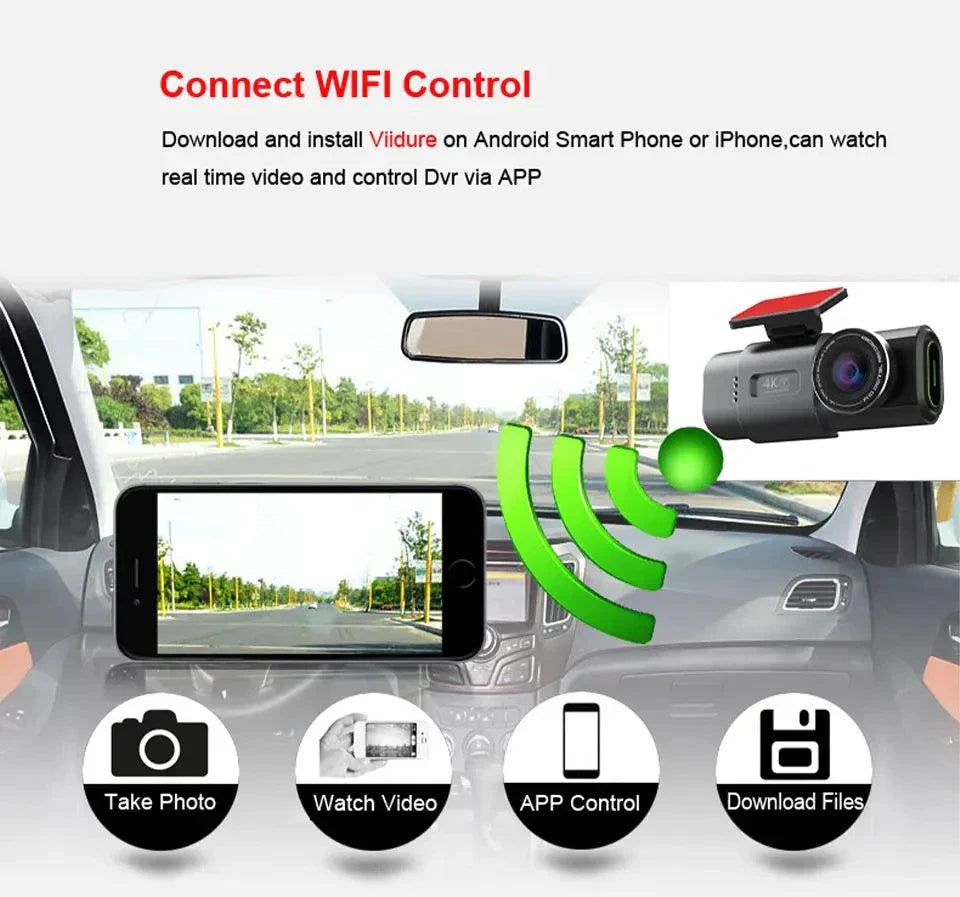 Caméra de tableau de bord Acceo 4K Ultra HD à double objectif avec WiFi et GPS