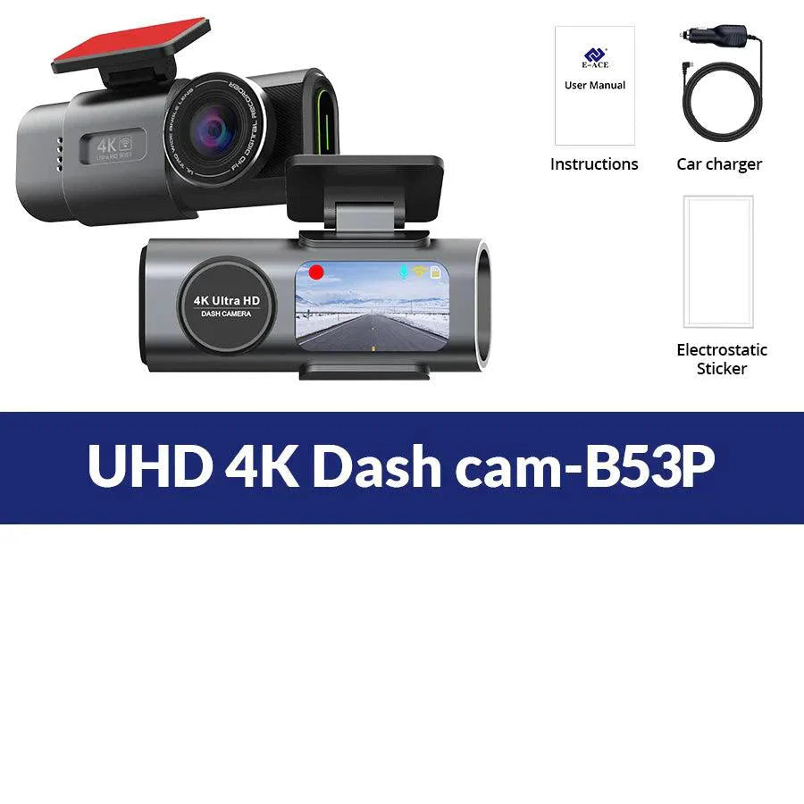 Caméra de tableau de bord Acceo 4K Ultra HD à double objectif avec WiFi et GPS