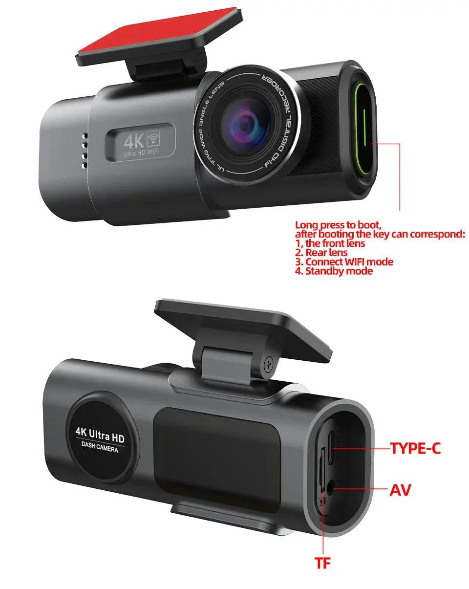 Caméra de tableau de bord Acceo 4K Ultra HD à double objectif avec WiFi et GPS
