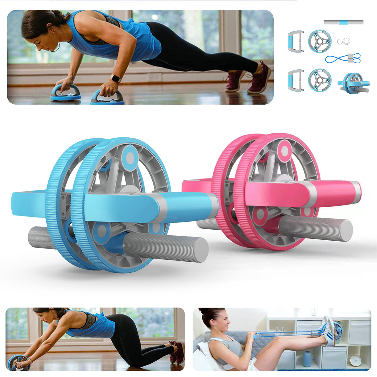 Conjunto de Entrenamiento Multifuncional con Rueda Abdominal