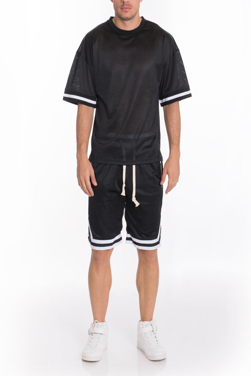 Conjunto de camiseta de malla y pantalones cortos de baloncesto