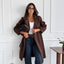 Elegant Solid Color Long Sleeve Wool Overcoat for Women