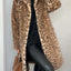 Fall Winter Leopard Print Plush Mid-length Coat
