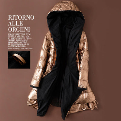 Premium Irregular Mid-Length Glossy Down Jacket for Women