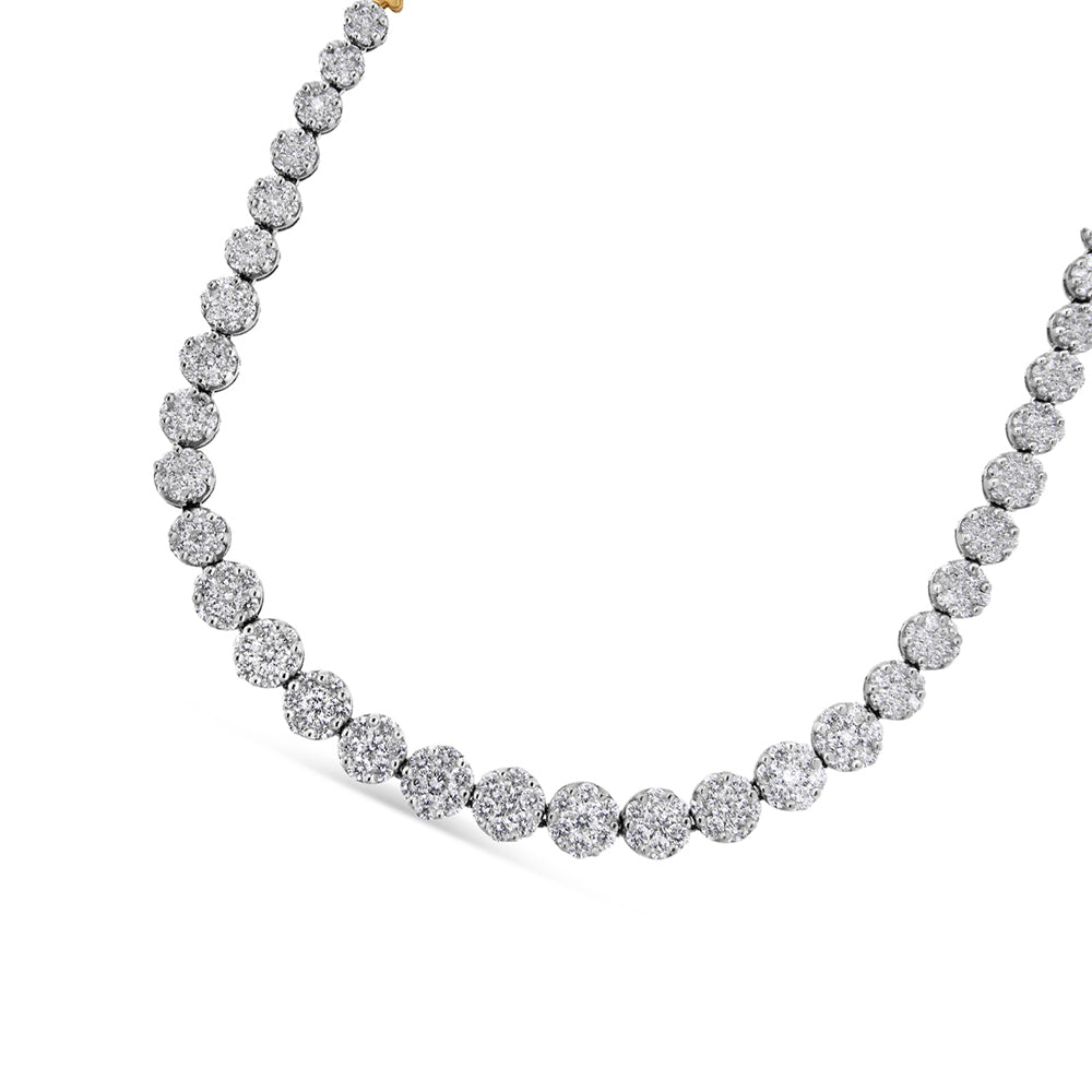 Collier Riviera en diamant pavé certifié IGI en or jaune 14K