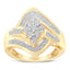 10K Yellow Gold Diamond Bypass Cluster Ring - Size 7