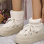 Botas de Nieve con Cordones de Moda para Mujeres - Botín Corto Cálido y Casual