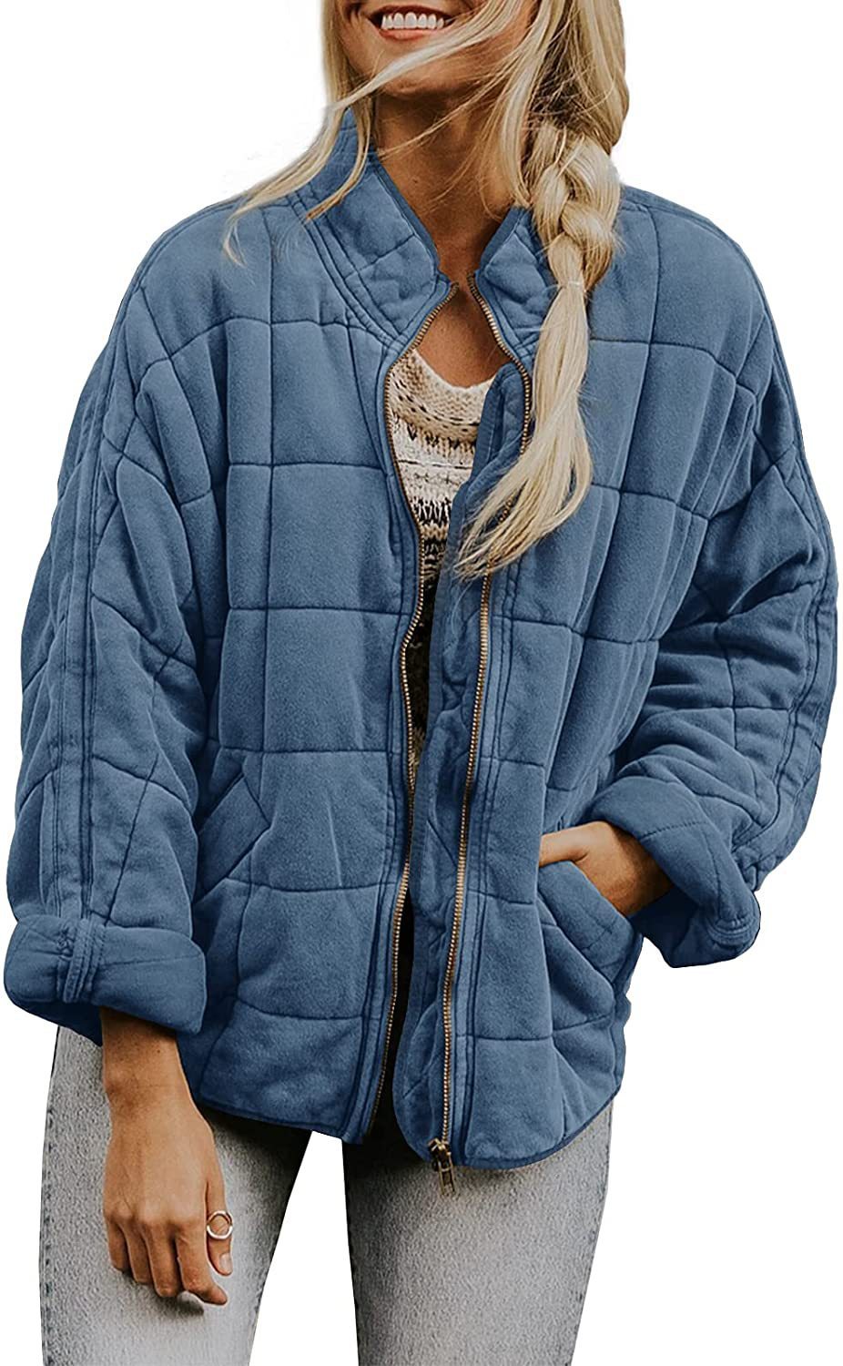 Veste d'hiver élégante à col montant zippée pour femmes