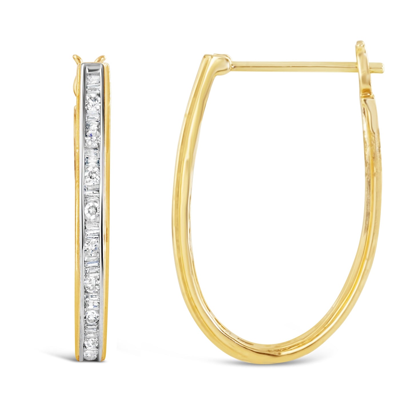 Boucles d'oreilles U-Hoop en or jaune 10K avec 1,00 cttw de diamants
