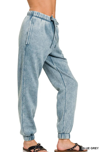 Pantalons de survêtement en molleton délavé Zenana