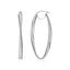 14k White Gold Twist Motif Oval Hoop Earrings