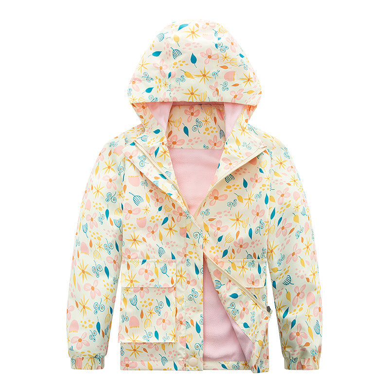 Kids' Windproof Waterproof Fleece-Lined Jacket
