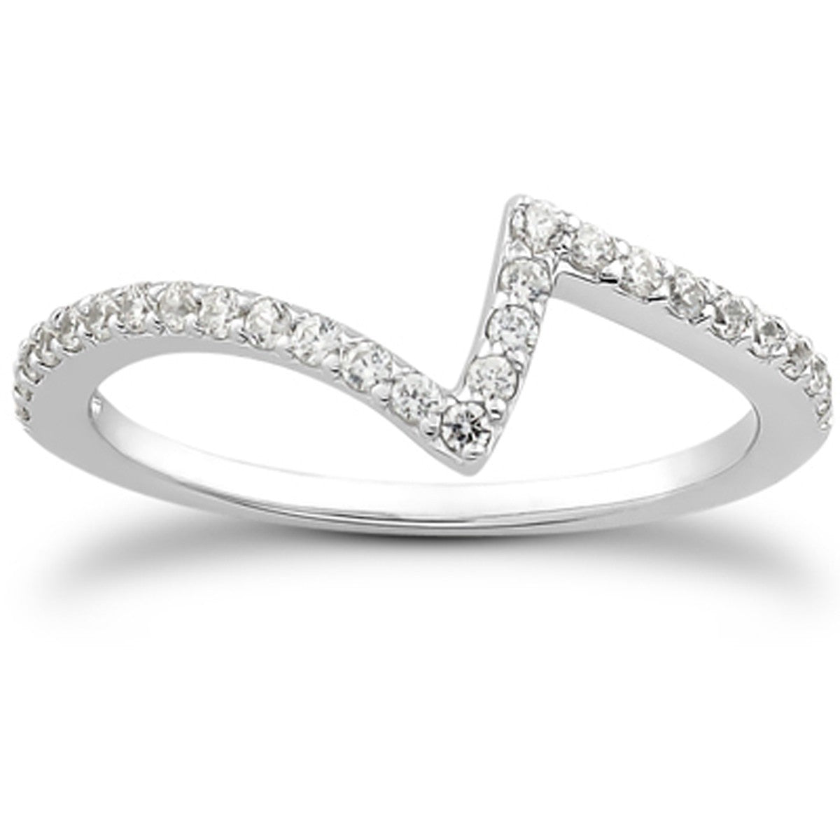 Bague de mariage en diamant pavé en or blanc 14 carats avec motif zigzag