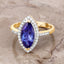 Bague en or jaune 14K avec tanzanite et diamants de 2,33 carats
