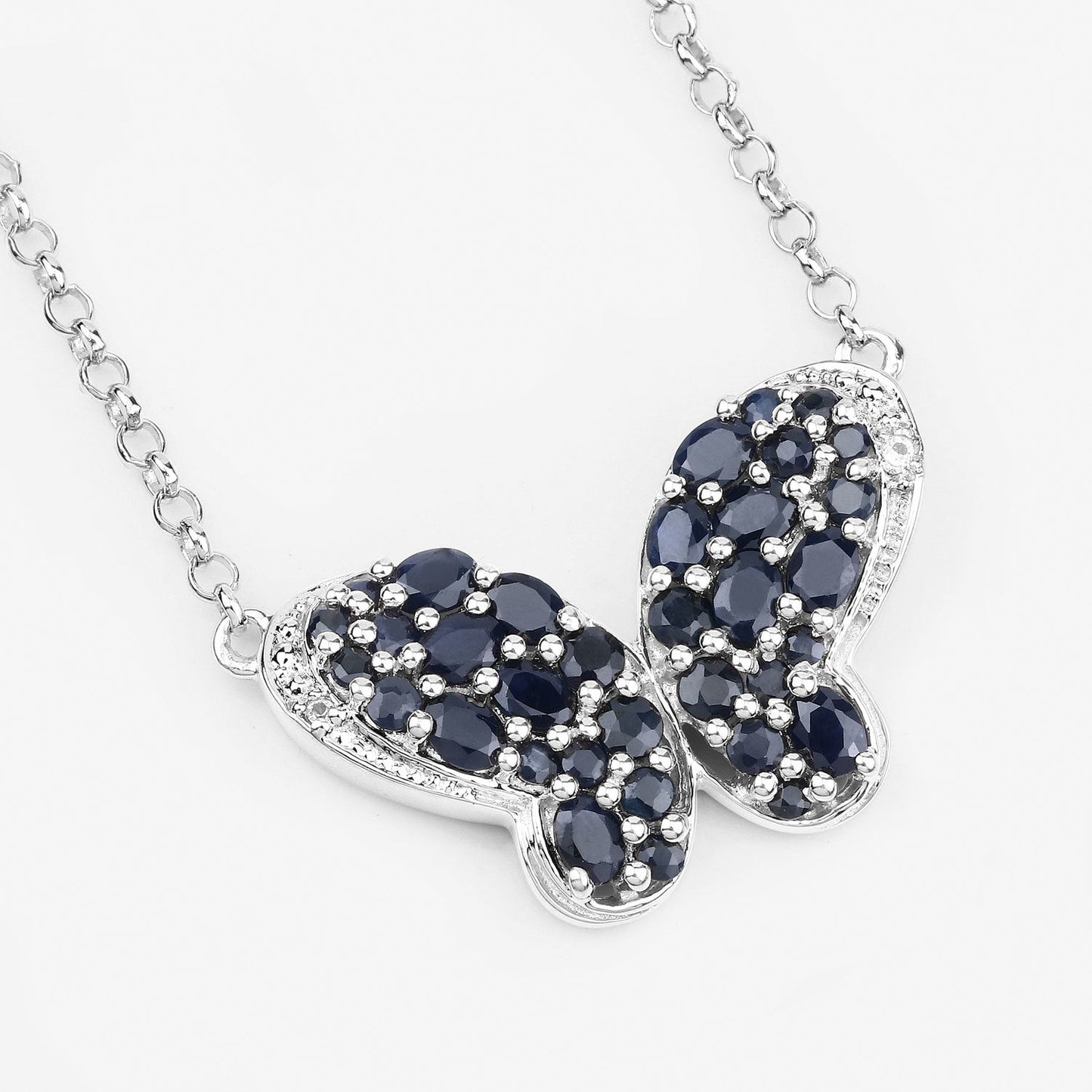 3.83 Carat Blue Sapphire & White Zircon .925 Sterling Silver Pendant
