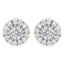 Boucles d'oreilles en or blanc 14k avec halo de diamants