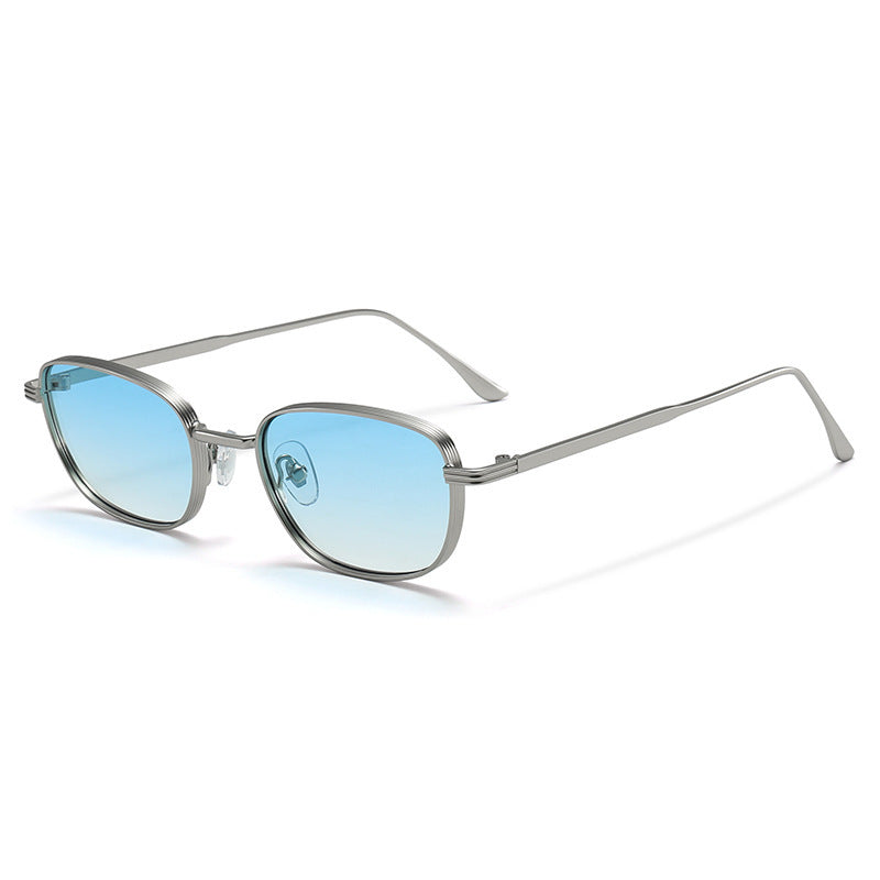 Lunettes de soleil carrées rétro en métal avec protection UV