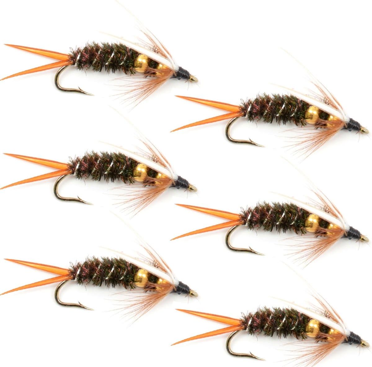 Mouches de pêche à la mouche Double Bead Prince Nymph - Taille 8 (Pack de 6)