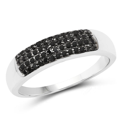 Bague de fiançailles en argent sterling avec diamant noir véritable de 0,22 carat