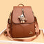 Sac à dos en cuir véritable avec pendentif pour étudiantes