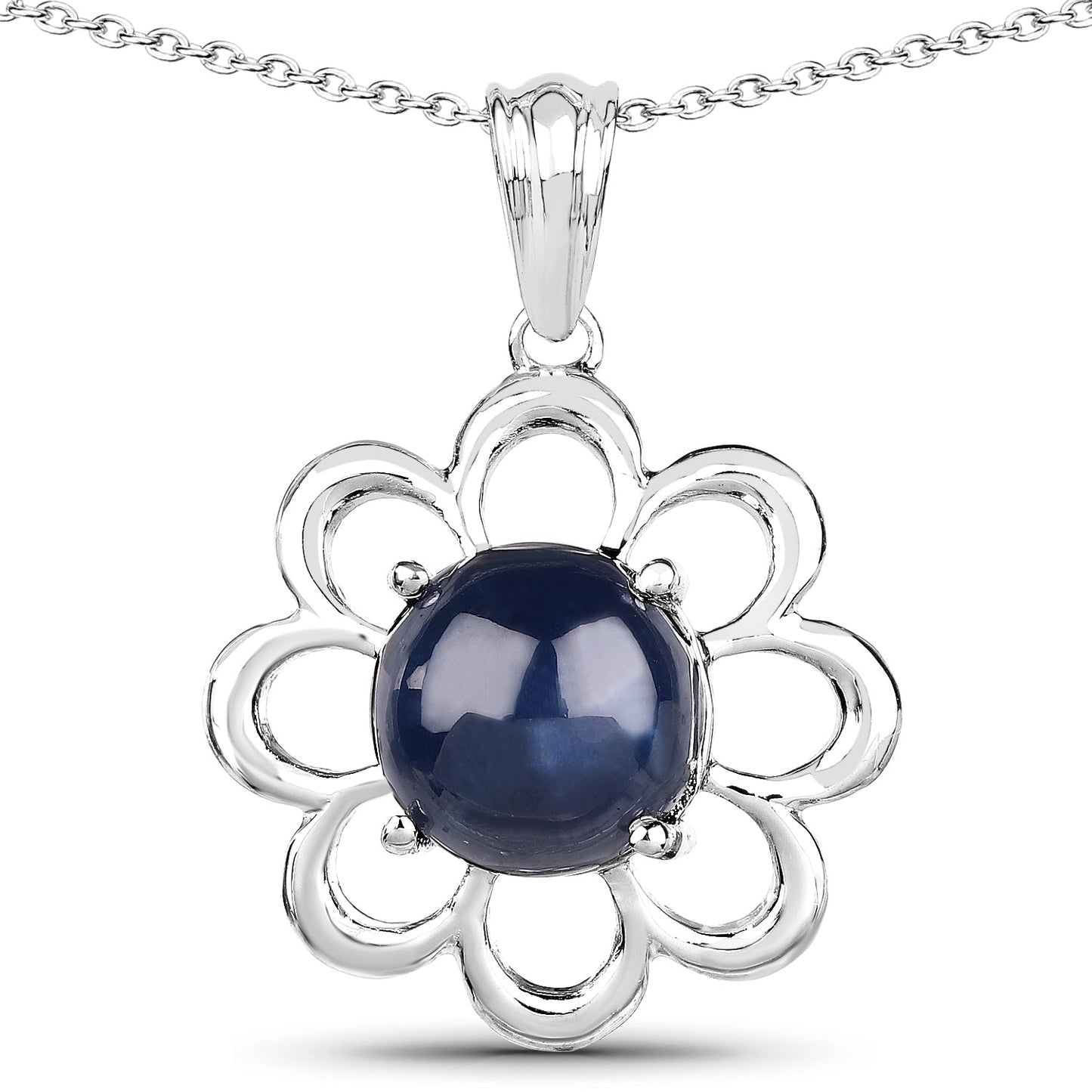 Pendentif en argent sterling de 4,65 carats en saphir bleu véritable