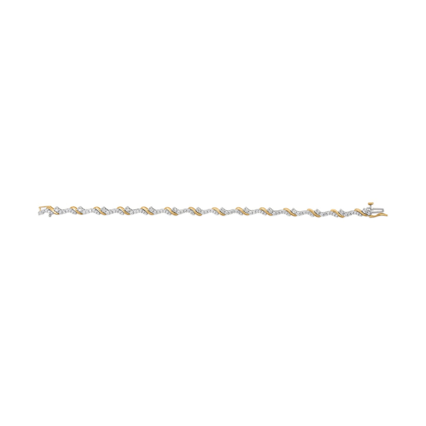 10K Yellow and White Gold Diamond 'S' Link Bracelet - 2.00 Cttw