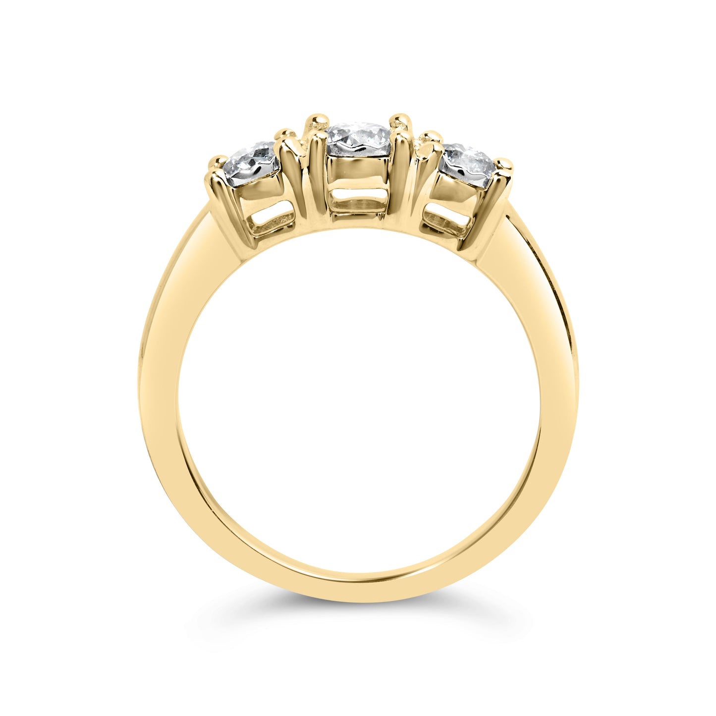 Anillo de Ilusión de Tres Piedras en Oro Amarillo de 10K 1/2 Cttw - Talla 7