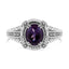 .925 Sterling Silver Amethyst and Diamond Accent Ring - Size 7
