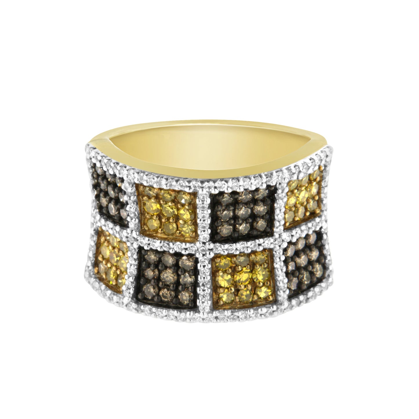 Anillo de Banda de Diamantes de Oro Amarillo de 14KT con Diamantes Champagne y Amarillos