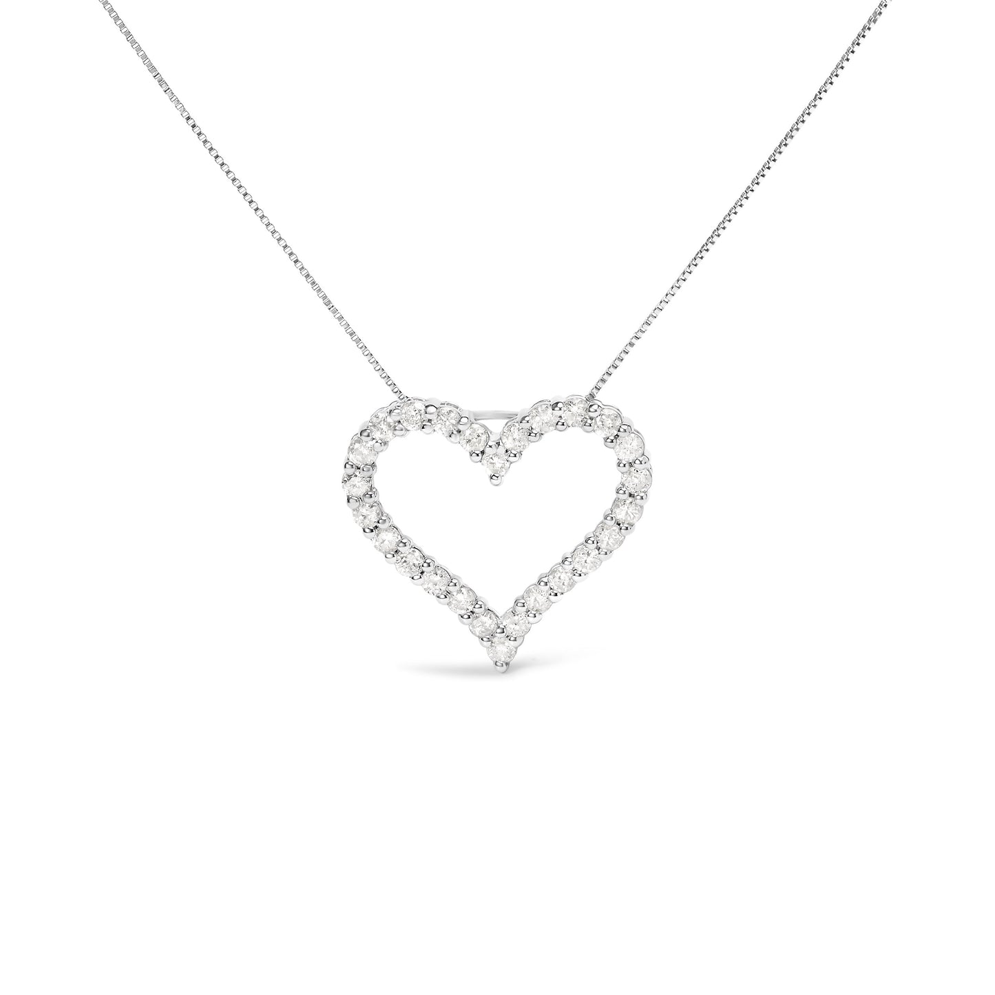 .925 Sterling Silver Diamond Open Heart Pendant Necklace