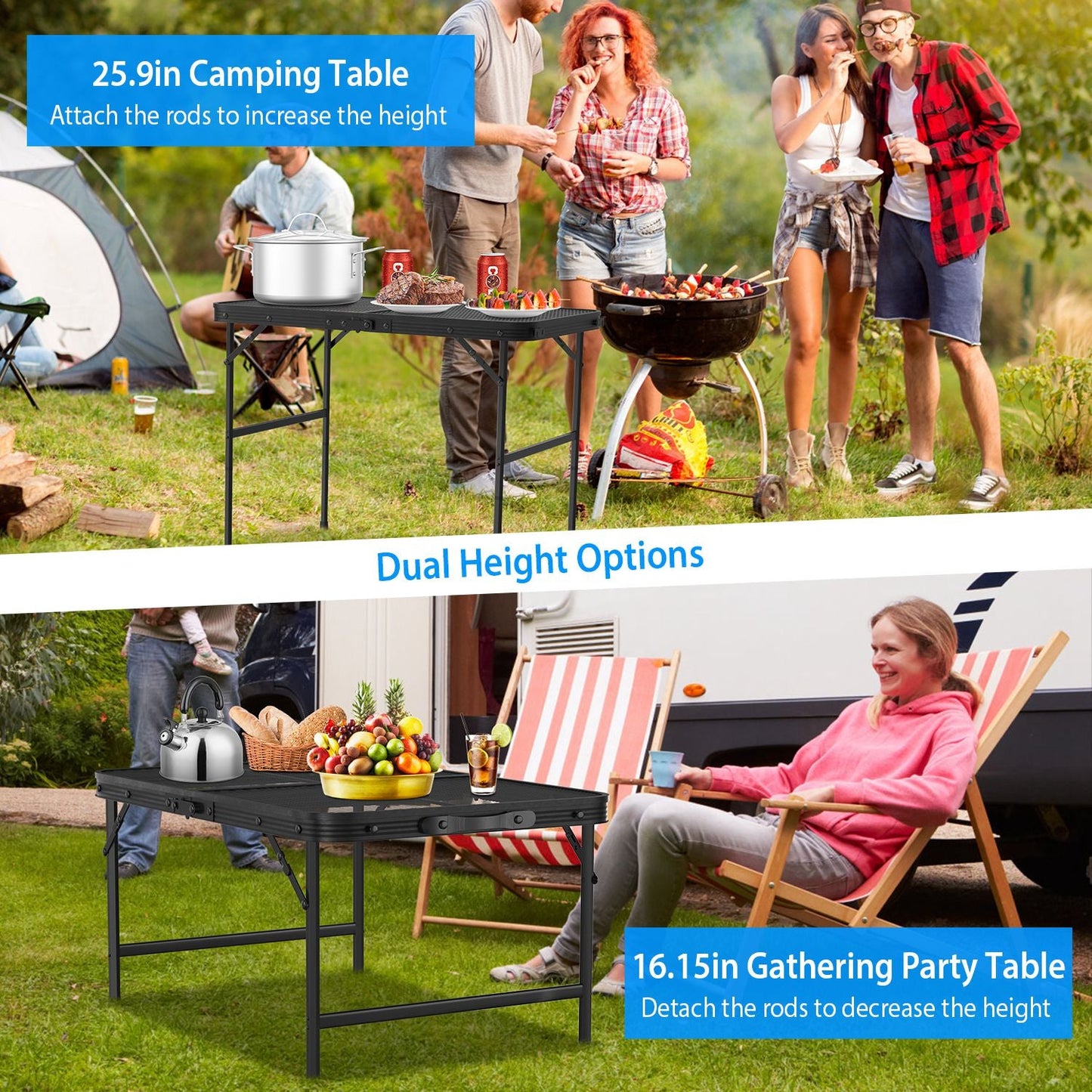 Table de Camping Pliable GBruno - Polyvalente et Portable