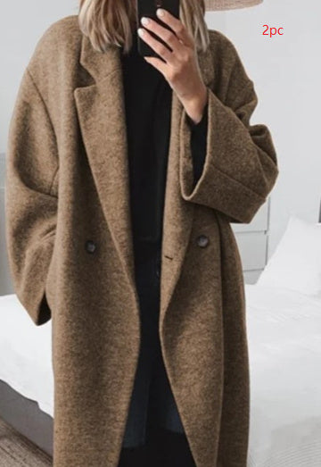 Women's Multi-Color Woolen Trench Coat