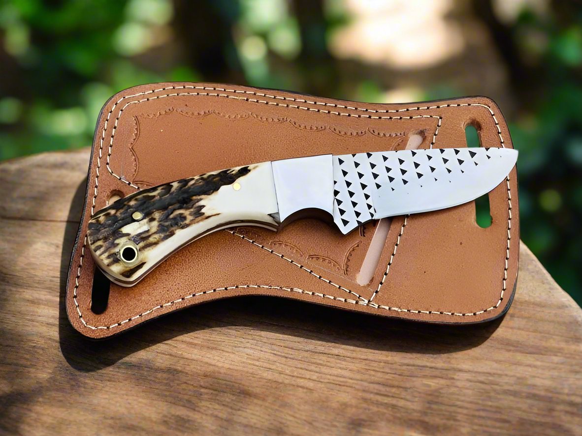 Ranger’s Legacy Cowboy Knife with Antler Handle & Leather Sheath - Korvel