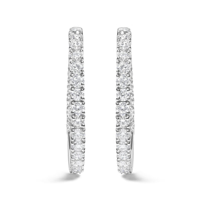 14K White Gold Lab Grown Diamond Inside Out Hoop Earrings