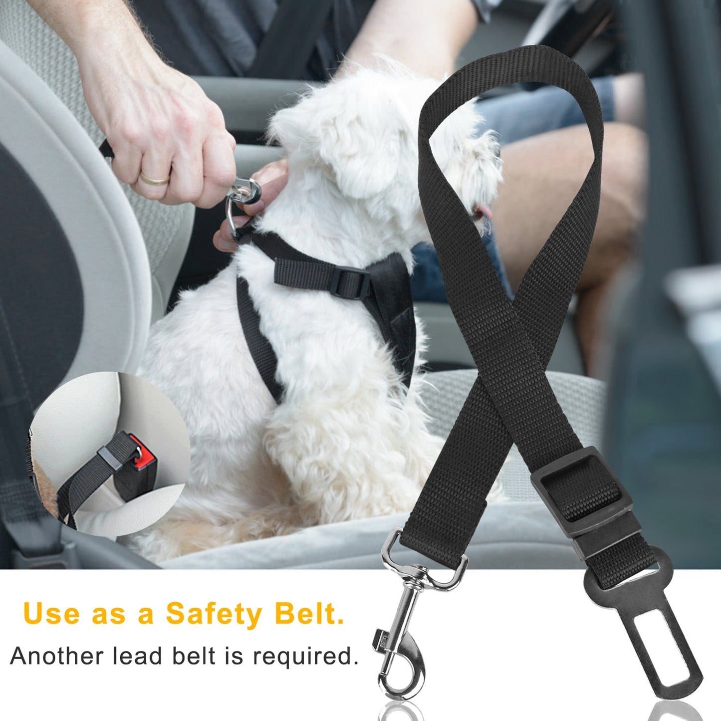 Ceinture de sécurité pour chien GBruno sans les mains - Pack de 2