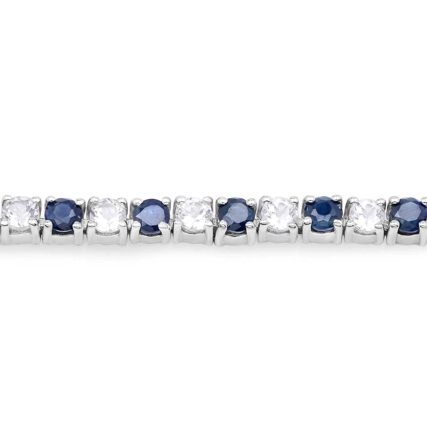 Elegant Blue Sapphire and White Topaz Tennis Bracelet