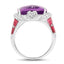 8.86 Carat Genuine Amethyst & White Topaz Sterling Silver Ring