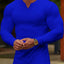Camiseta de manga larga deportiva de talla grande para hombre con cuello notch