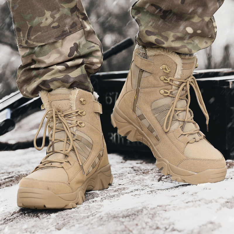 Men's Fleece-Lined Winter Combat Boots for Outdoor Adventures