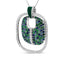 .925 Sterling Silver Green Enamel Pendant Necklace with Diamonds and Gemstones