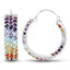 8.79 Carat Genuine Multi-Stone .925 Sterling Silver Hoop Earrings