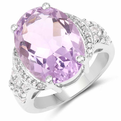 Bague en argent sterling de 8,98 carats avec améthyste véritable et topaze blanche