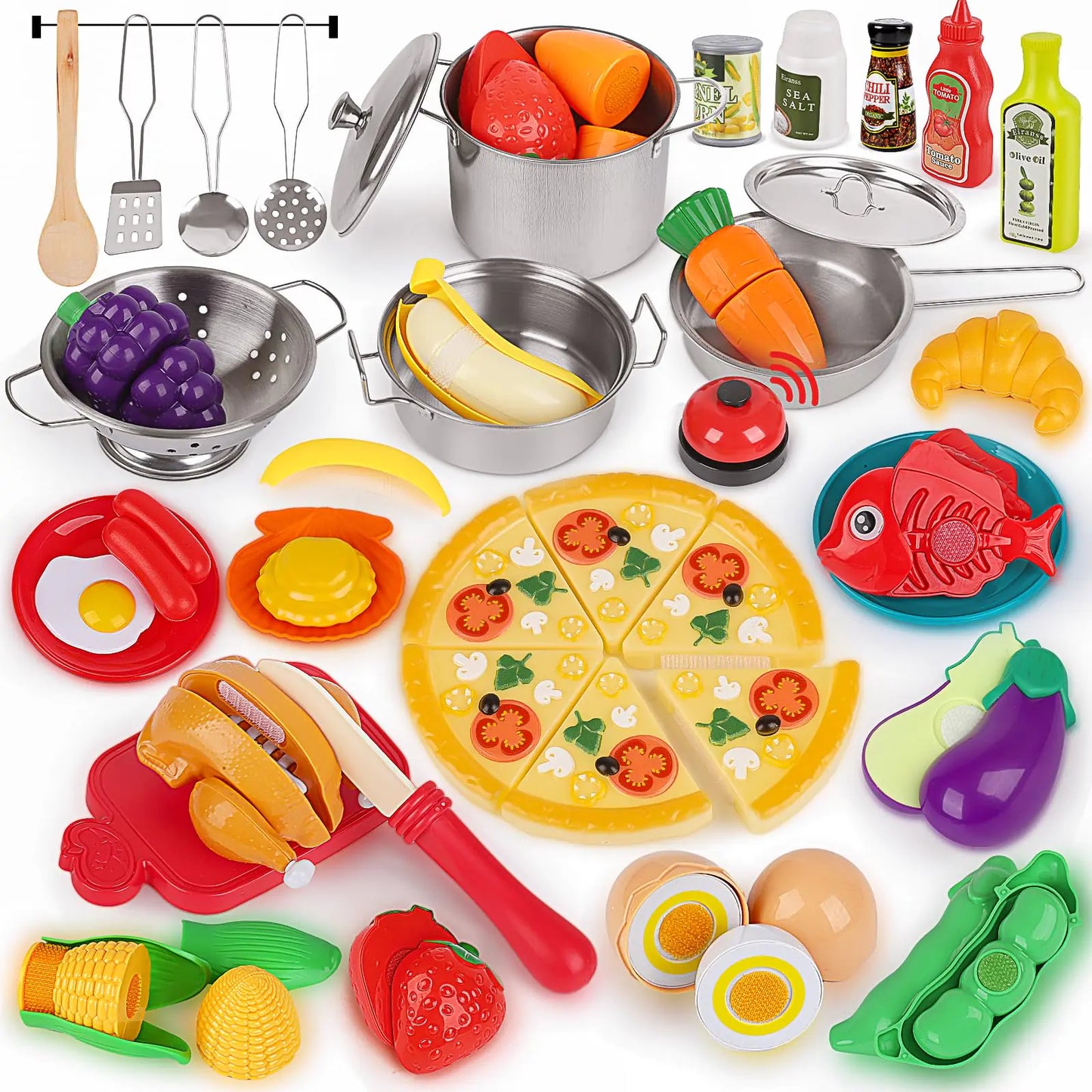Ensemble de cuisine en acier inoxydable de 64 pièces pour enfants